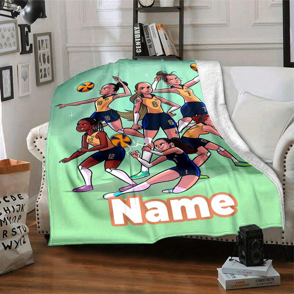 Volleyball Home Customize Your Name Blankets Comfortable Soft Lightweight Multipurpose Blanket For Picnic Sofa Office Bed Living Room Suitable As Gift