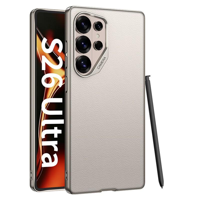 Премиальный чехол для телефона с текстурой кожи Galaxy S26 Ultra S25 Отделка из углеродного волокна Противоскользящая ударопрочная крышка