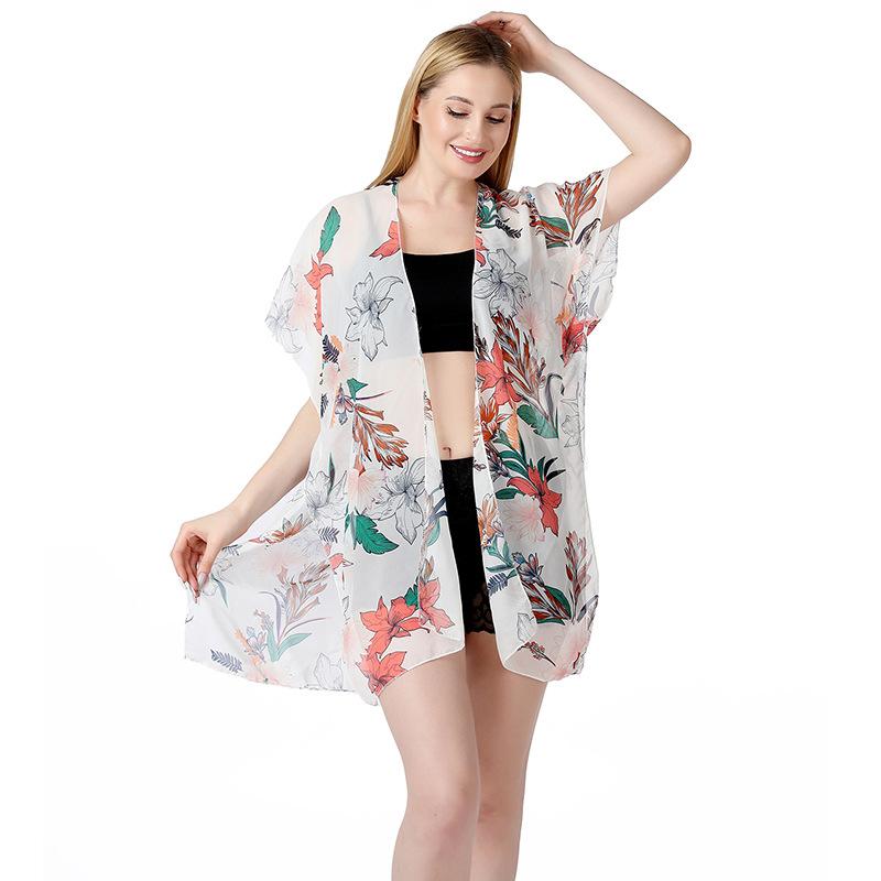 Womens Multiple Styles Beach Breathable Travel Floral Pattern Outdoor Sunscreen Shawl Fashion Leopard Pattern Summer Accessories