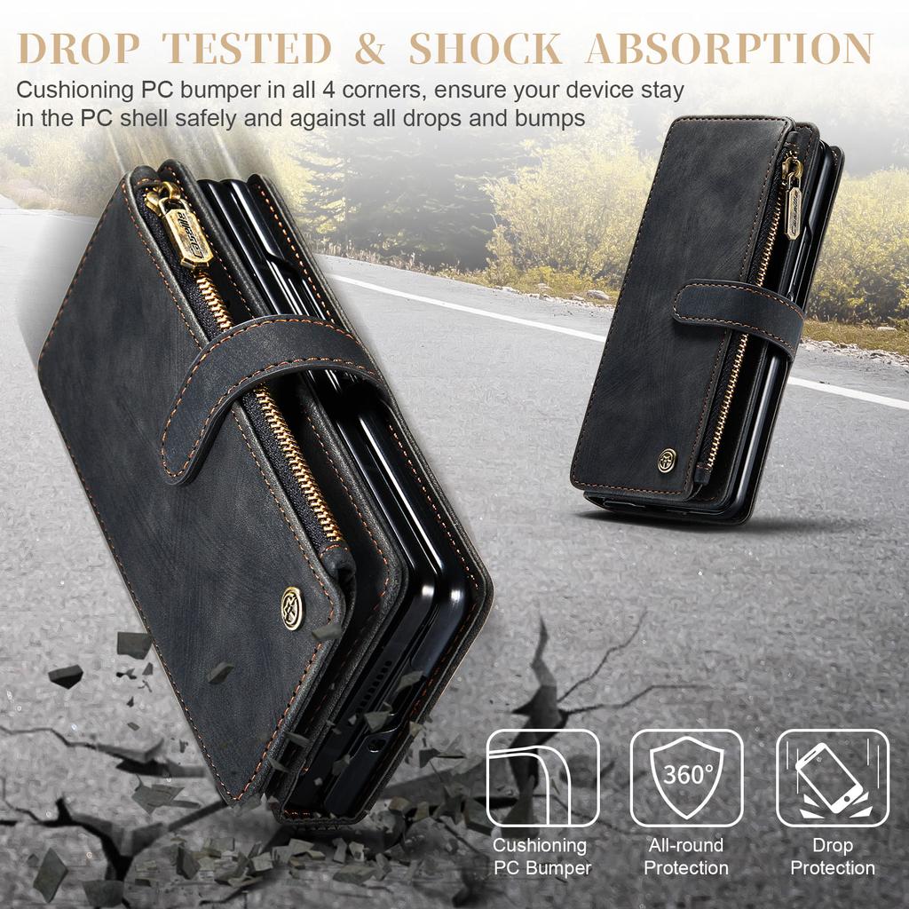 Full Protection Matte Leather Phone Bag Case for Samsung Galaxy Z Fold 4 5G Fold4 Fold3 Fold 3 Card Pocket Business Cases