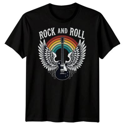 Мужская футболка Rock N Roll Music Heavy Metal с крыльями гитары