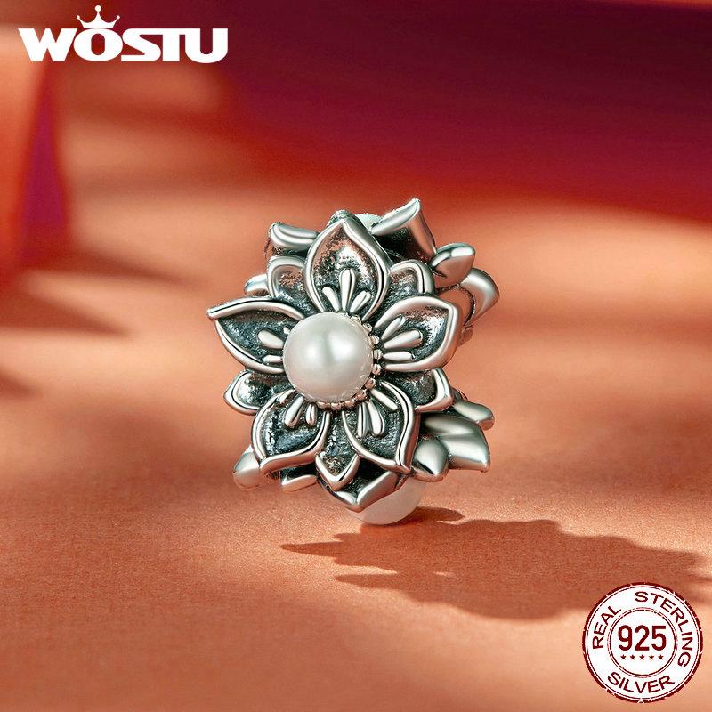 WOSTU 925 Sterling Silver Romance Retro Vine Charms for Women Girls Bracelet & Bangle DIY Jewelry