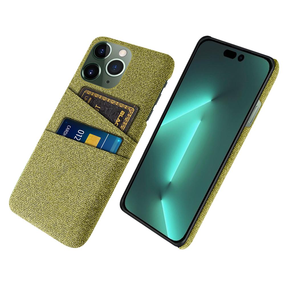Dual Card Holder Phone Case for iPhone 15 Pro Max Hard PC+Cloth Anti-scratch Phone Cover