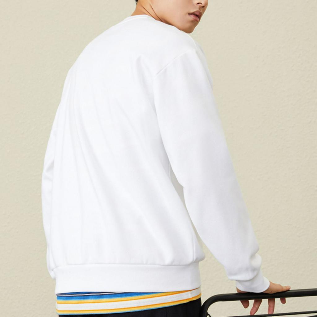 Anta Life Series Логотип Цифровой Принт Узор Пуловер На Флисовой Подкладке Длинный Рукав Толстовка Унисекс Топы Белый 152248725-1