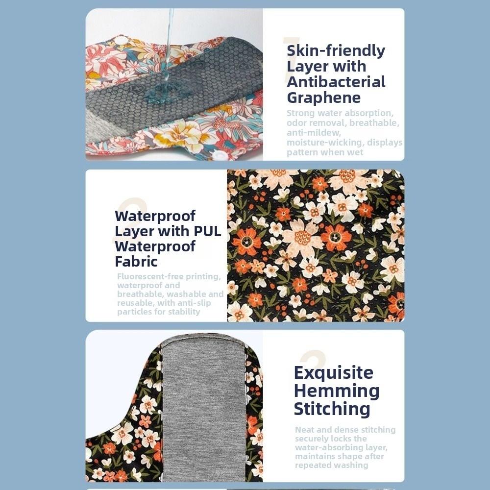 Graphene Washable Sanitary Napkins Leak Proof Menstrual Cloth Pads Breathable Panty Liner  Night