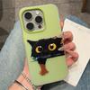 Цветной желеобразный чехол-трансформер для мобильного телефона Apple 15promax Чехол для мобильного телефона Apple Чехол с мультяшным рисунком «Маленький черный кот»