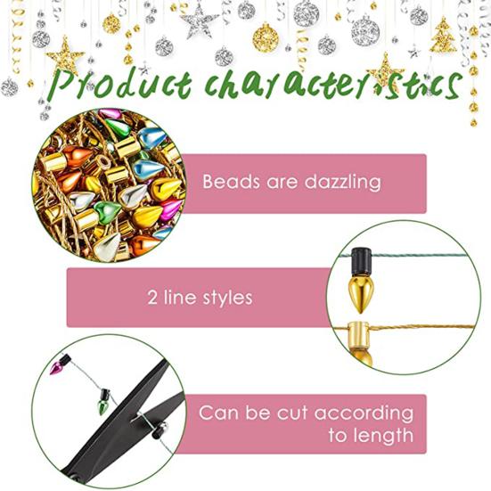 Цветная гирлянда очень длинная, яркий цвет, гладкая поверхность, можно отрезать, широкое применение, декоративный пластиковый рождественский ель, цветные искусственные гирлянды