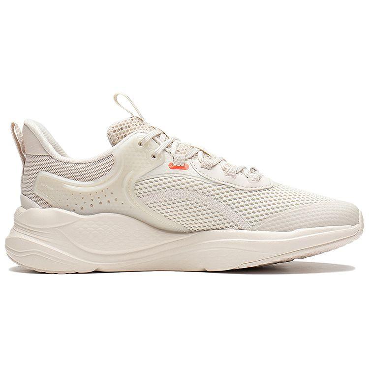 Li Ning Flow Cloud Fabric Синтетическая кожа Амортизация Нескользящая Износостойкая Низкая Повседневная Обувь Женская Повседневная Обувь Жемчужно-Белая AGLS060-1