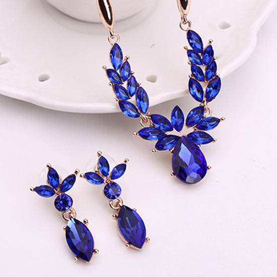 Женский горный хрусталь цветок кулон сплав ожерелье серьги свадебный комплект ювелирных изделий