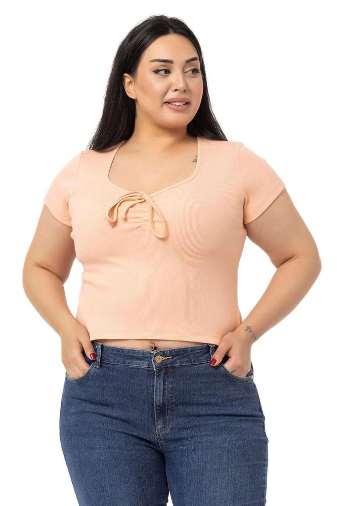 Women's Style Big Size Body Plus Size Half Sleeves Camisole Green Bodysuit With Lace Detail On The Chest