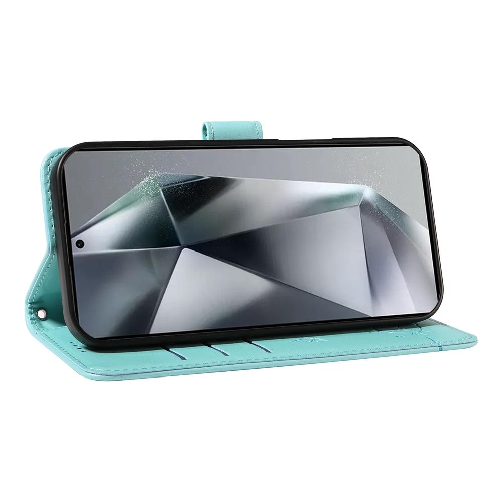 Magnetic Leather Wallet Flip Case for Samsung Galaxy S25 S24 S23 S22 S21 S20 Plus Ultra FE | Cat & Butterfly Embossed Design