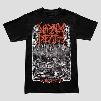 2025 Новая футболка Napalm Death Grinding Heavy Metal Хлопок Круглый вырез Уличный Хип-хоп Стиль Топ Ретро Удобная Уличная футболка