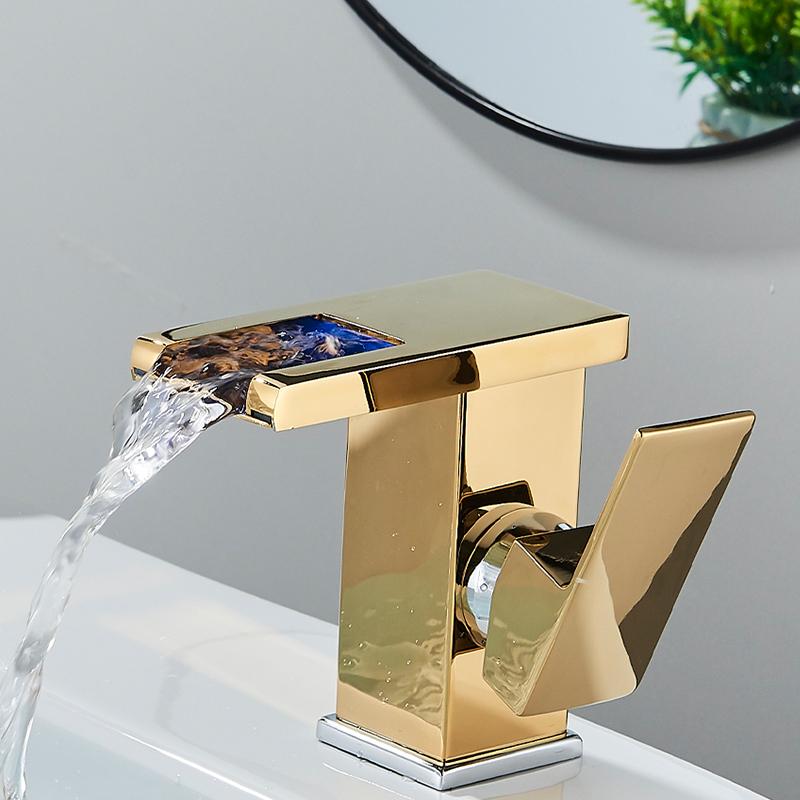 Смеситель для раковины Blackgold для ванной комнаты с одной ручкой и одним отверстием в форме буквы «С», смеситель для туалетного столика с горячей и холодной водой