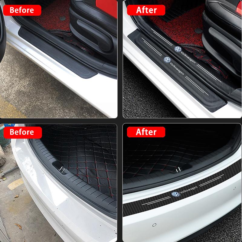 New MKT-V-W Car Door Sill Plate Sticker Anti-scratch Strip Trunk Protection Decals for VW Polo Golf Passat Touran Jetta Tiguan zj1