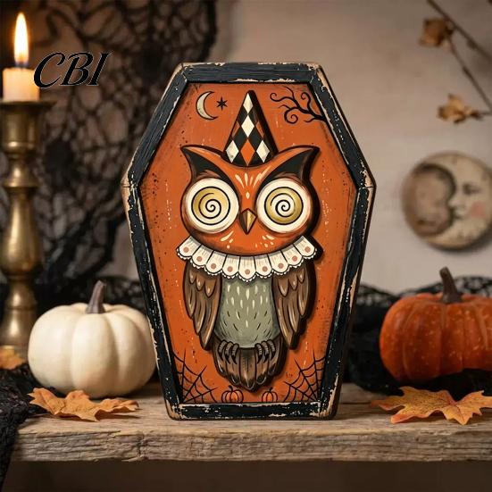 Tiered Tray Decor for Halloween Vintage Wooden Decor, Cat Mummy Skeleton Figurines, Cute Ghost Figurines Fall Farmhouse Tabletop Centerpiece