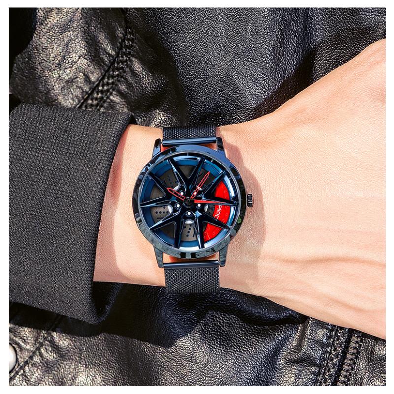 SANDA Новые крутые мужские кварцевые часы с колесным циферблатом, повседневные сетевые мужские часы