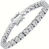 Moissanite Tennis Bracelet Women's 18k White Gold Plated 925 Sterling Silver Men's Bracelet 4mm D Color VVS1 Round Cut Moissanite Bracelet