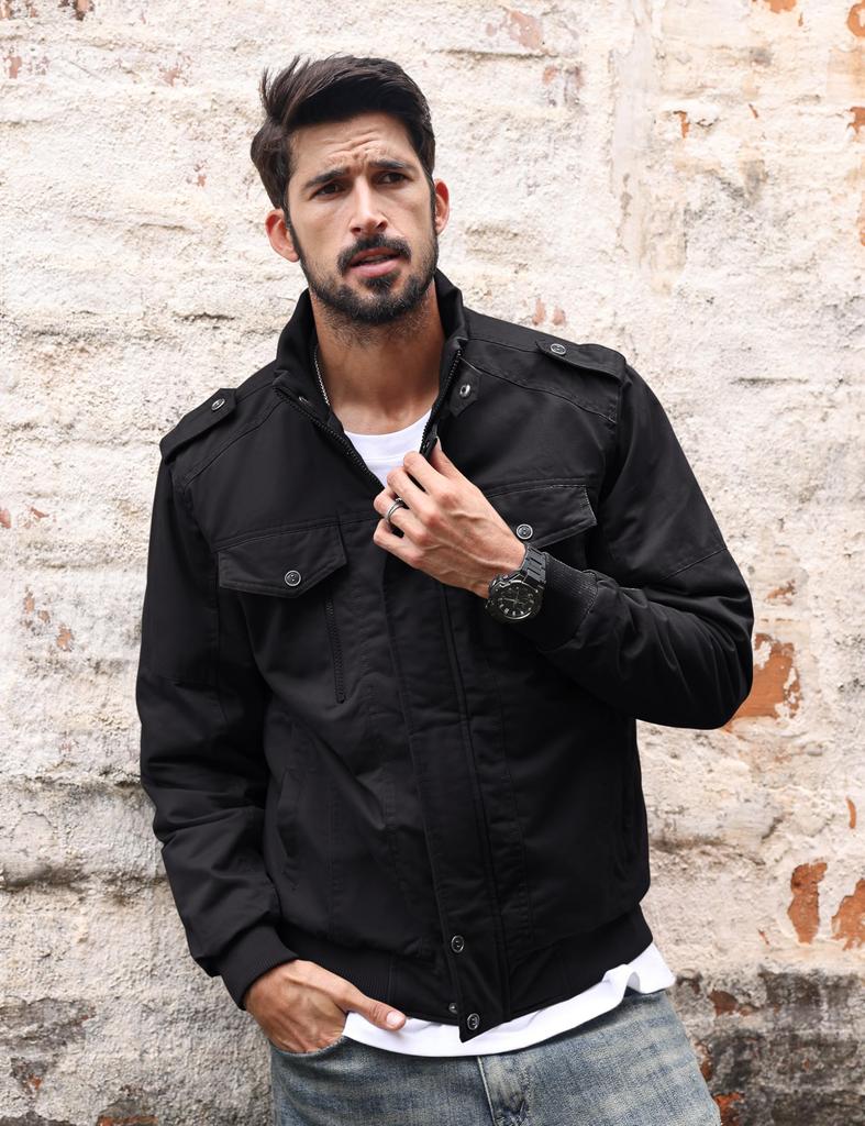 Повседневный, холодная погода, большой рабочий, прохладный, американский, повседневный, черный, размер L [TACVASEN], куртка, мужская одежда, размер, блузон, осенне-зимнее пальто, однотонный, верхняя одежда,