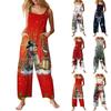 Women's Casual Jumpsuit Sleeveless Christmas Printed Cotton Jumpsuit