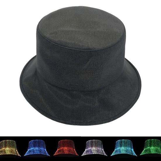 LED Fisherman Hat Neon Rave Bucket Cap 7 Colors Glow In The Dark USB Rechargeable EDM Festival Gear