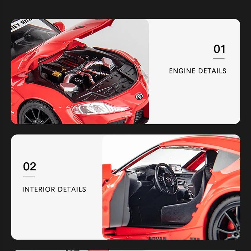 1/22 Diecast Alloy Model Car Miniature Toyota Supra Racing Metal Sportcar Metal Collected for Children Kids Gifts Hottoys Toy for Boys