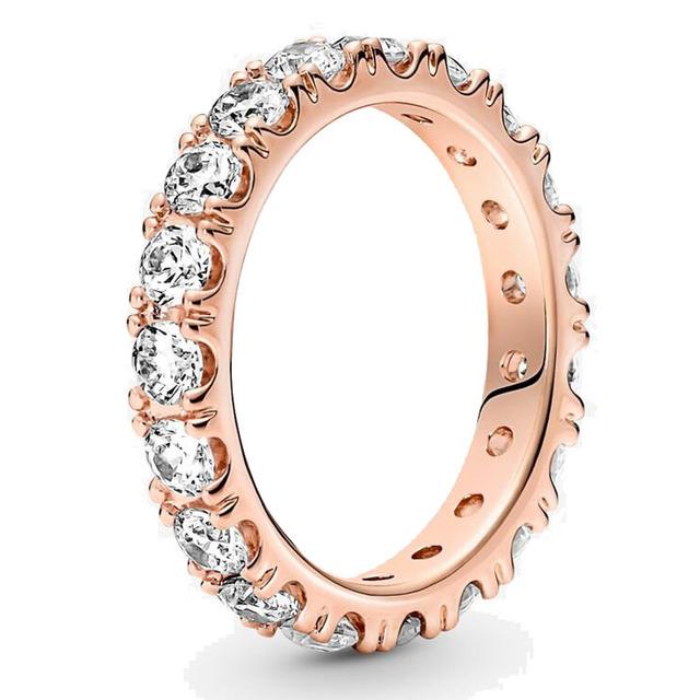 Аутентичное кольцо из стерлингового серебра 925 пробы Rose Row Eternity Ring с кристаллом для женщин, модные украшения