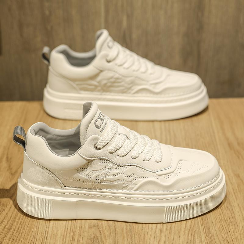 Autumn feeling white board shoes casual leather shoes sports thick sole increase