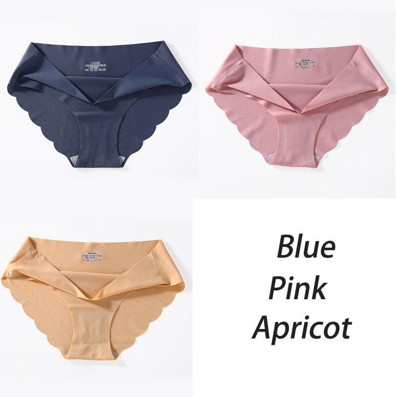 3PCS/Set Seamless Silk Women's Panties Briefs Women Underwear Female Underpants Comfortable Silk Panty Sexy Woman Lingerie M-XL