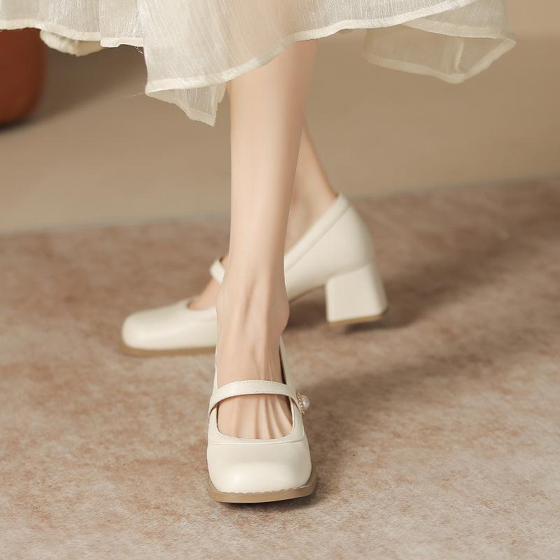 Кожаные балетки для женской обуви Хуэйчжоу Su Yinyin такие же черные туфли Мэри Джейн на высоком каблуке новая одиночная обувь на толстом каблуке