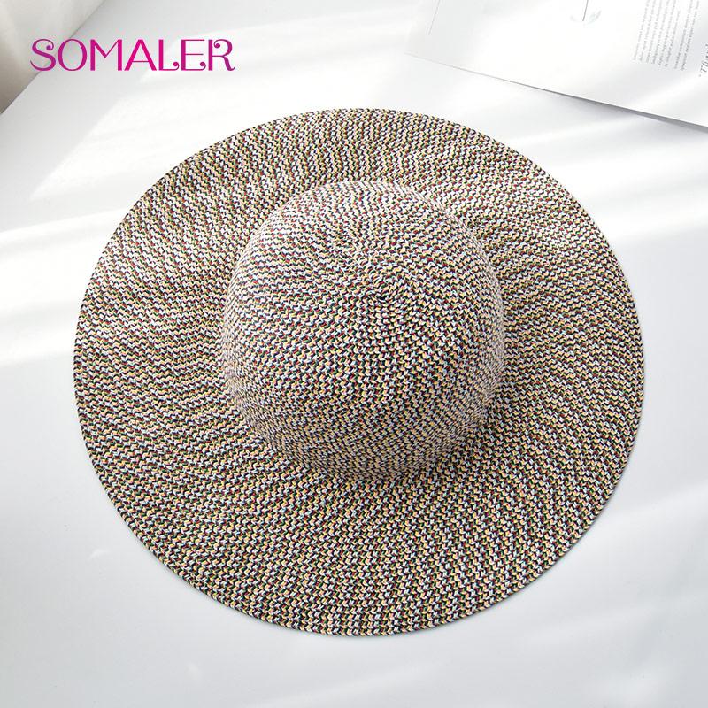 SOMALER Летние соломенные шляпы от солнца для женщин. Пляжные шляпы с широкими полями и защитой от ультрафиолета.