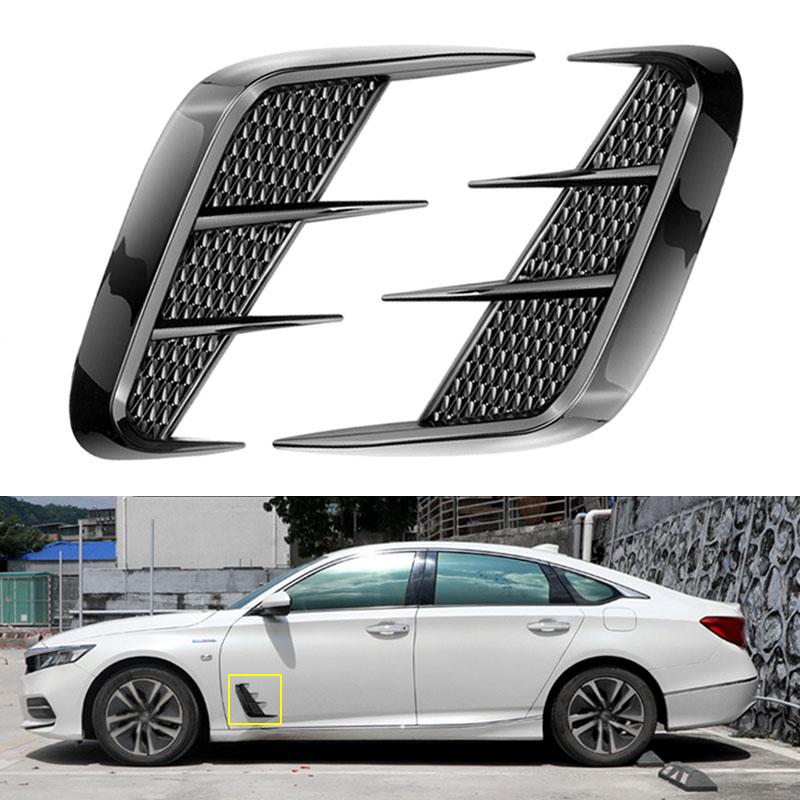 Universal 1 Pair Black / Carbon Fiber Look Car Side Fender Vent Air Wing Cover Body Moldings Trim