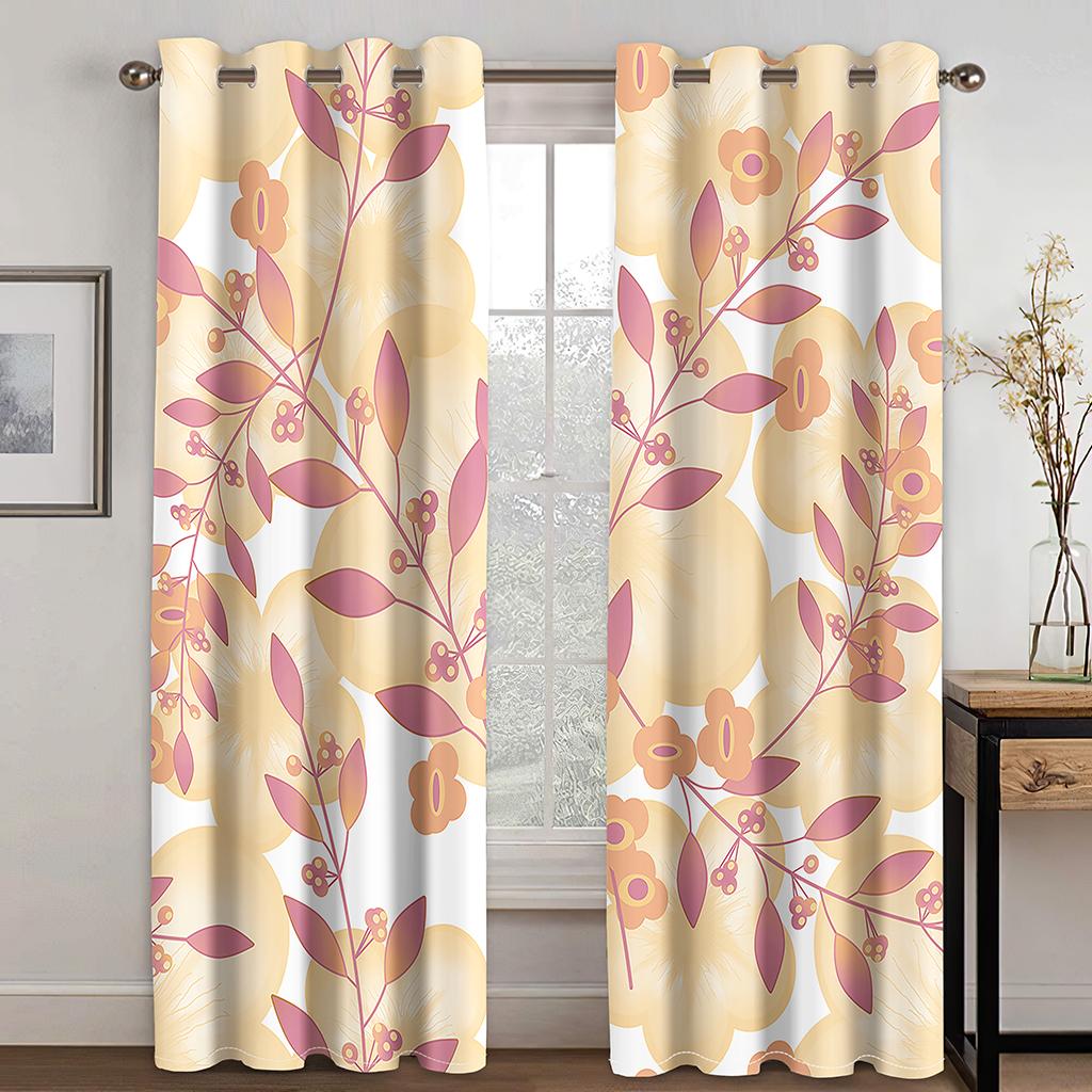 Retro Style Leaves And Flowers Series Sunshade Curtains Living Room Bedroom Home Decoration Digital Printing Custom Thin Curtain