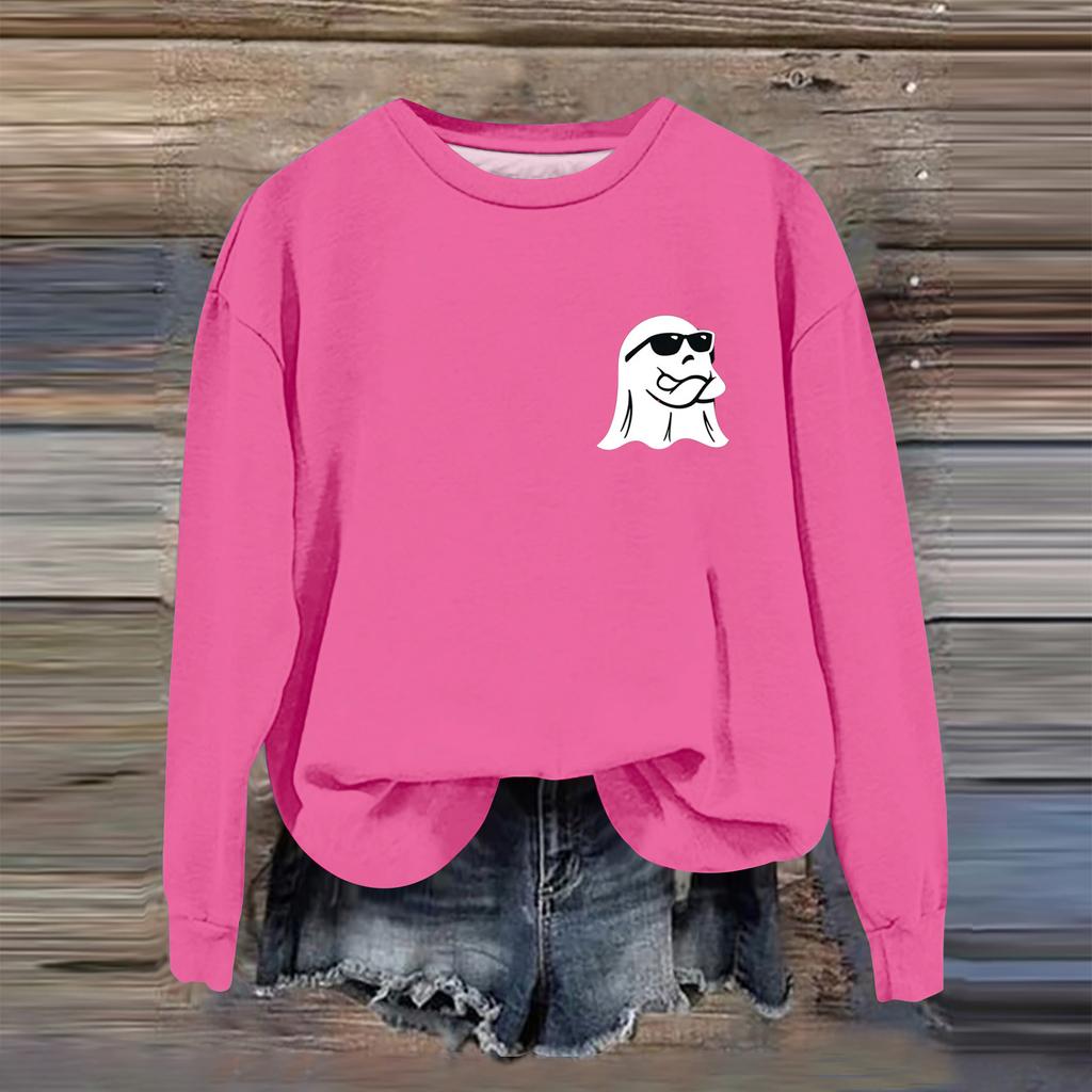 Женская модная повседневная толстовка с длинным рукавом и принтом на Хэллоуин