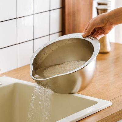 Пищевой кухонный таз для мытья риса из нержавеющей стали 304, многофункциональный бытовая раковина с мелким отверстием для слива и мытья овощей