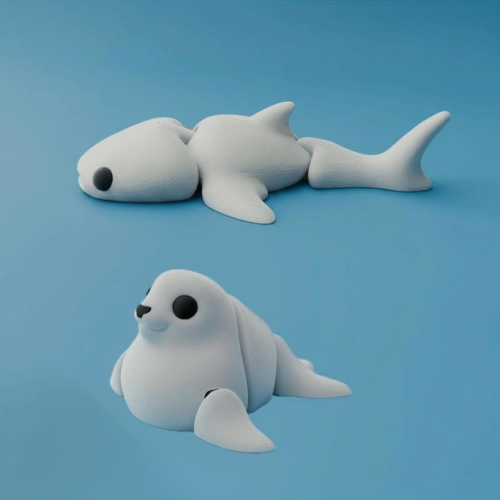 Mini Simulation Animal Multi-Joint Movable Marine Animal Model Creative Whale Figurine  Collection