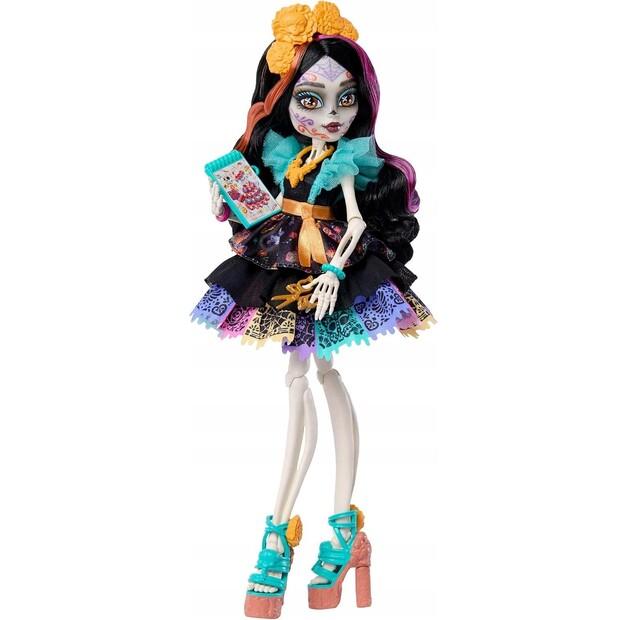 Кукла Mattel Monster High Skelita Calaveras базовая кукла в платье с аксессуарами