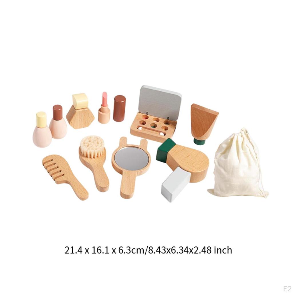 Деревянный набор игрушек для макияжа, игрушки для салона красоты, портативная ролевая игра для девочек