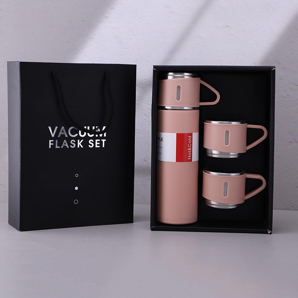 304 Stainless Steel Thermos Gift Set with 3 Interchangeable Lids & Handle,Keeps Hot & Cold,Portable Travel Cup for Men & Women