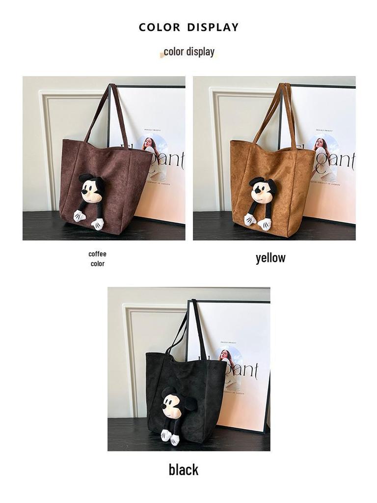 Korean Cute Mickey Head Large Capacity Retro Tote Shoulder Bag