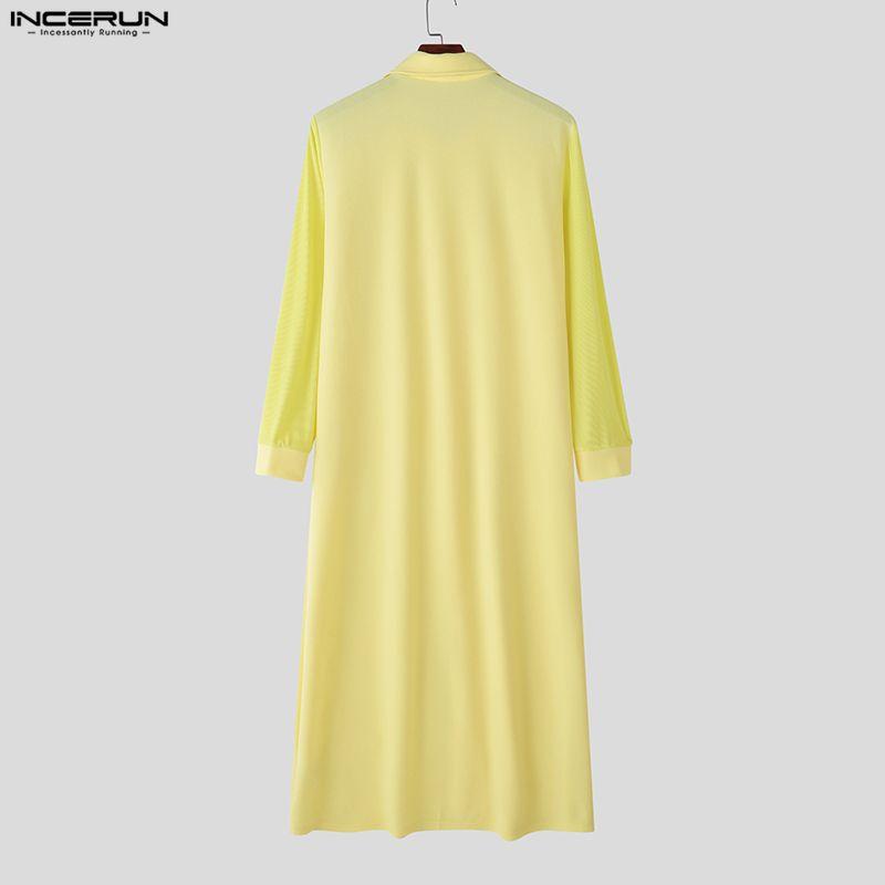 INCERUN Мужские кардиганы с лацканами, длинными рукавами и высокими разрезами, повседневные длинные пальто