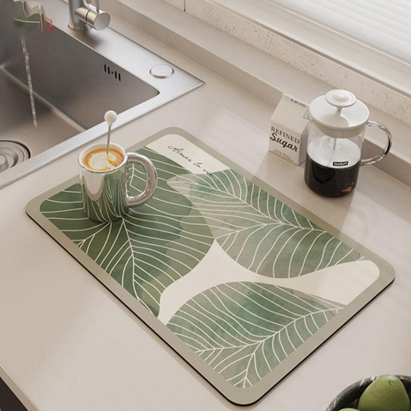 Extremely Simple Style Flower Kitchen Diatomaceous Mud Drainage Pad Absorbent Pad Bar Counter Coffee Machine Pad Placemat