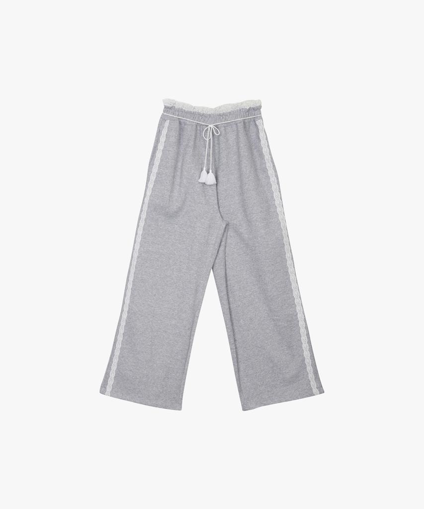 PINK PINEAPPLE Mori Lace Track Pants_Grey