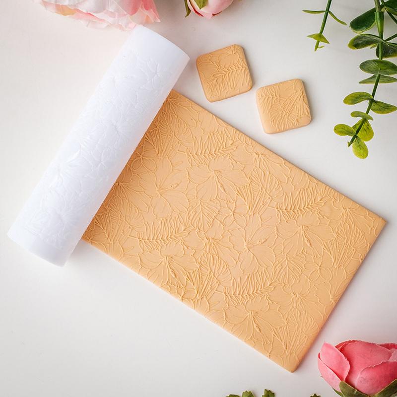 Ролик для раскатывания мягкой полимерной глины, с текстурой листа зеленого растения, прозрачный, для изготовления браслетов, серег, ожерелий, подвесок