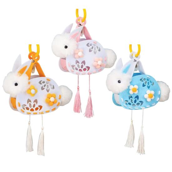 DIY Rabbit Lantern Kit for Kids Handmade Plush Rabbit Handheld Lantern for Chinese New Year Mid-Autumn Festival Decoration