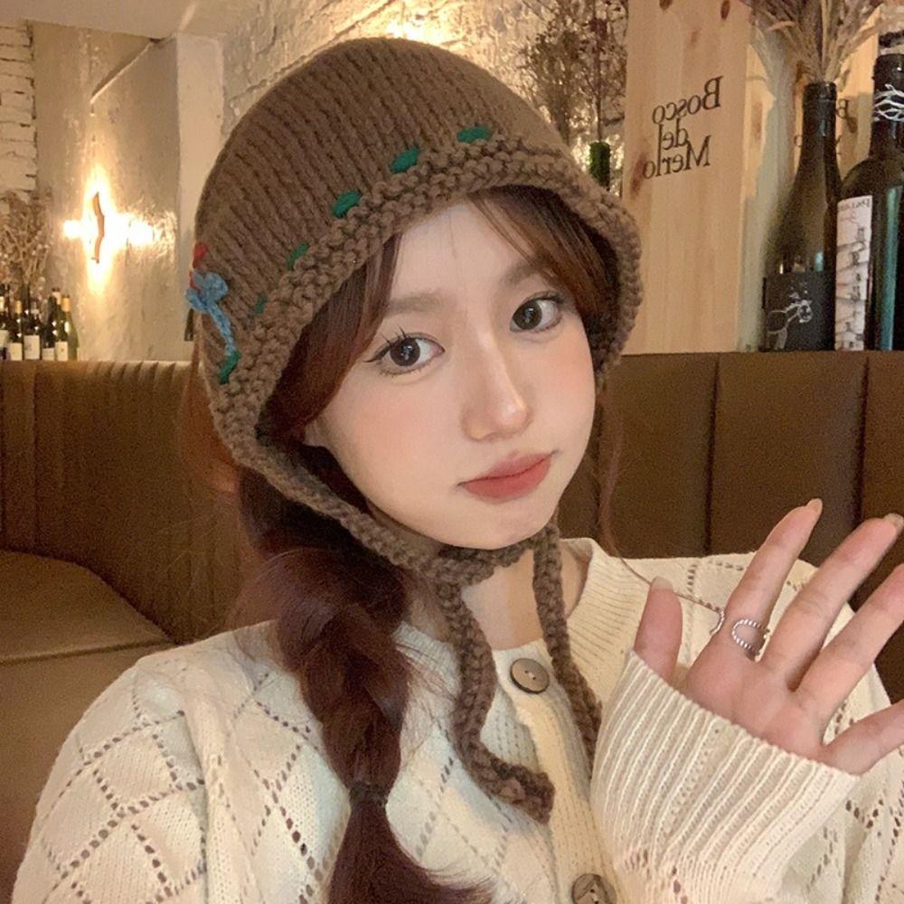 Y2K Wool Headscarf Triangular Crochet Flower Turban Knitted Triangle Scarf Clothing Accessories