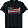 Hockey Stick USA Flag Faded Hockey Player T-Shirt