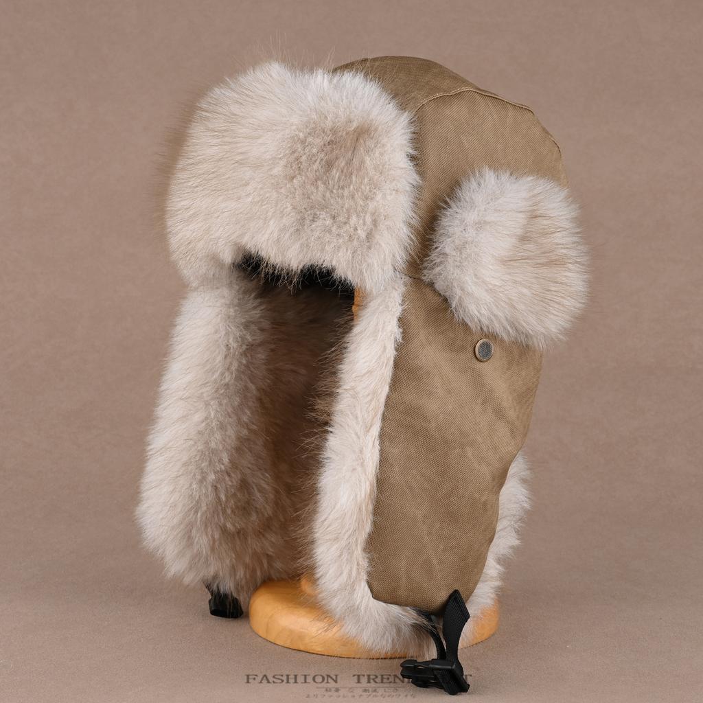 Retro Imitation Mink Hat for Men and Women Winter Thickened Plush Ear Protection Cotton Hat Outdoor Cycling Windproof Hat