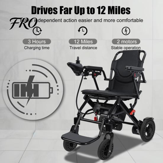 Adults Lightweight Foldable Electric Wheelchairs Wheelchair, Wheelchair for Adults, Motorized Portable with 500W Motors,12 Miles (UK Socket) Adult