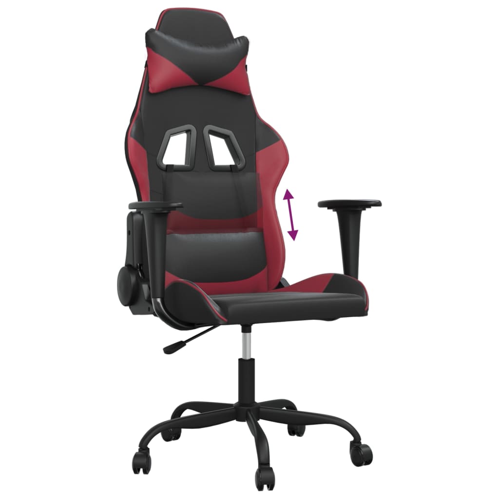Gaming Chair Black and Burgundy Faux Leather
