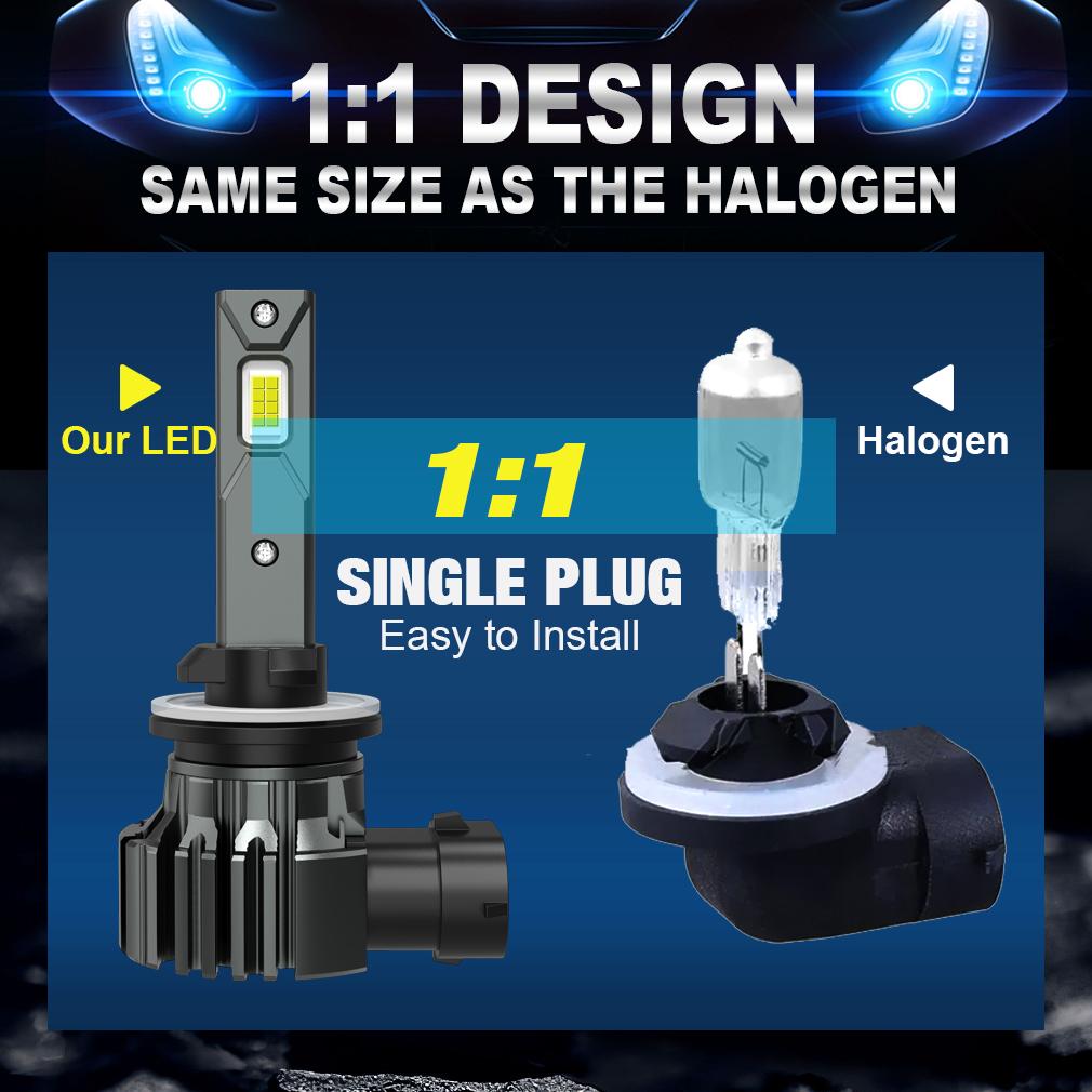 2 шт. H27W/2 881 светодиодные лампы противотуманные фары для автомобилей H27W/1 880 CSP светодиодные противотуманные фары дальнего света безвентиляторные 6000K белые H27W H27 светодиодные 12 В DRL дневные ходовые огни